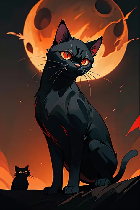 (Best Quality:1.2,Ultra-detailed,Photorealistic),Dark Fantasy,Red-eyed Black Cat,Ominous Red Shadow,berserk style,multiple eyes,Ominous Black and Red,Lack of vegetation,Black background, 1 cat, Going forward