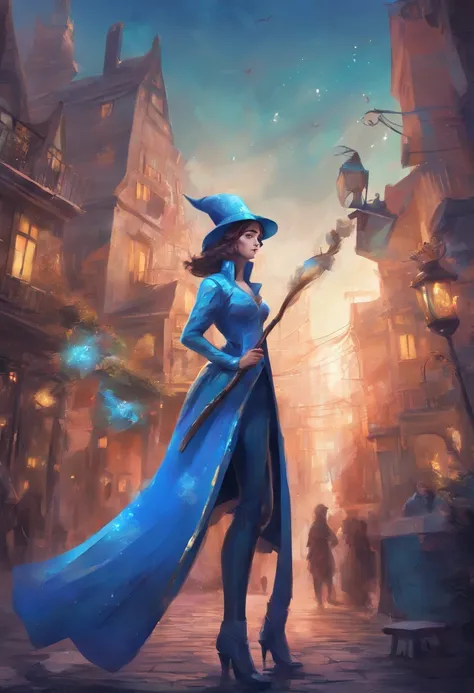 Em uma cidade com gelo, Uma princesa em traje azul,  Put a magician with his magic broom