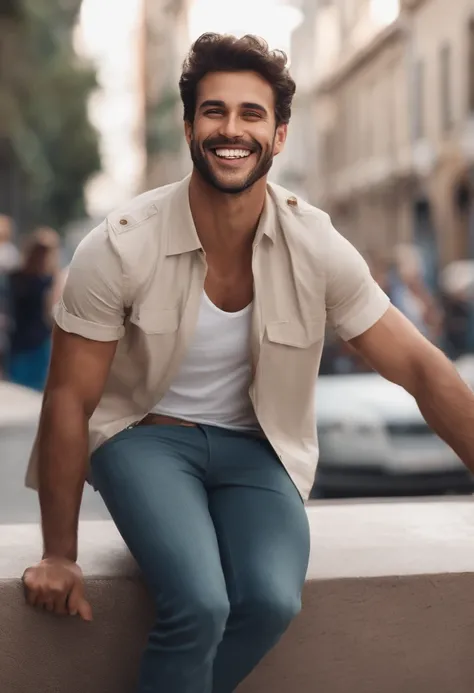 Smiling Man Illustration, sorriso insano, Homem de pele marrom com um sorriso gigante, happily smiling at the camera, sorriso atrevido, hes smiling, sorriso muito grande, Macho sorridente, foto de perfil headshot, rindo  sorriso enorme, desenhando no estil...