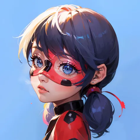 (best quality, super detalhe, vivid colors, cores ricas,1 menina chamada marinette，her posture is beautiful, (fundo vermelho pre...