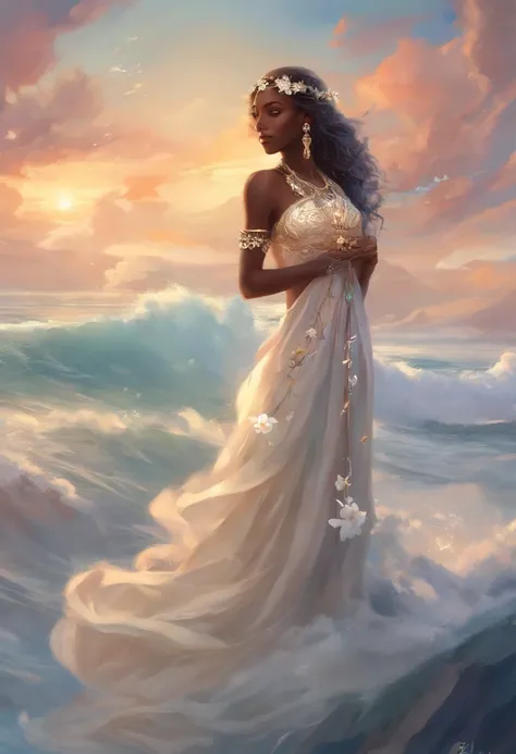 godess_YemanjaFull_body_ocean_diamonds_clouds_white flowers