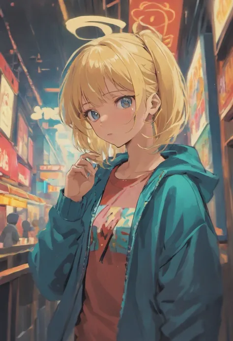 Artoria Pendragon wearing casual clothes in 80s style