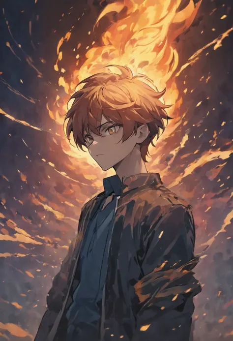 A brooding and mysterious man with a tragic past. He possesses incredible control over the element of fire but keeps it hidden from the world. anime poses relaxing