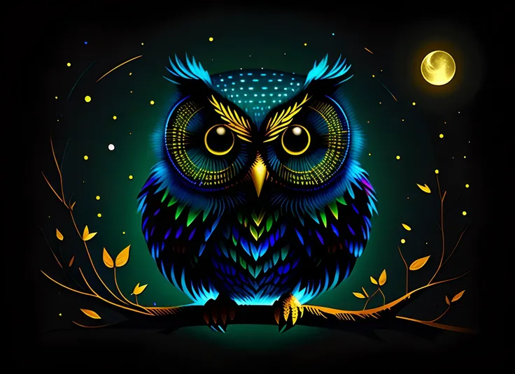 Owl, Night, abstract art