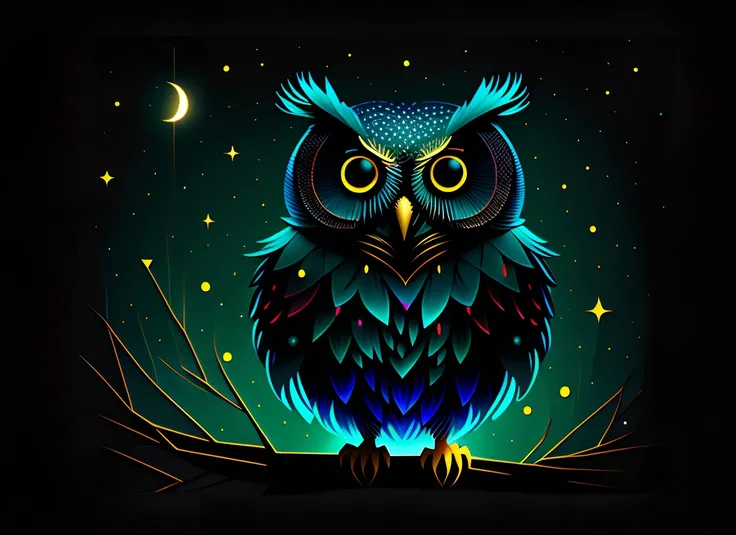 Owl, Night, abstract art