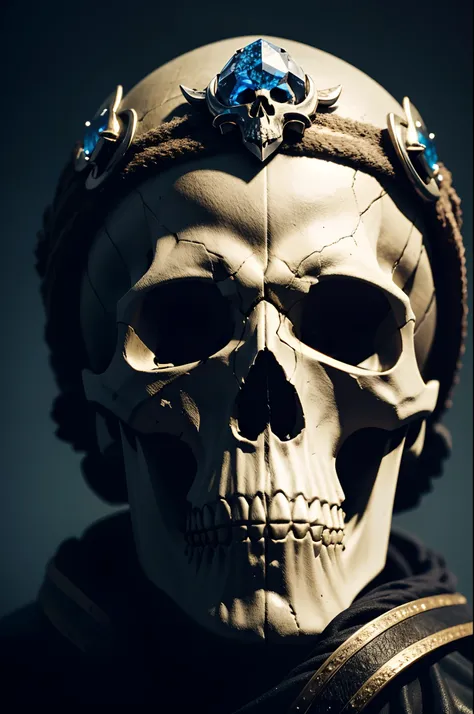 Close-up of the skull, fantasy skull，perfect pubic，Crystal skull，Exhibited，Showpiece，