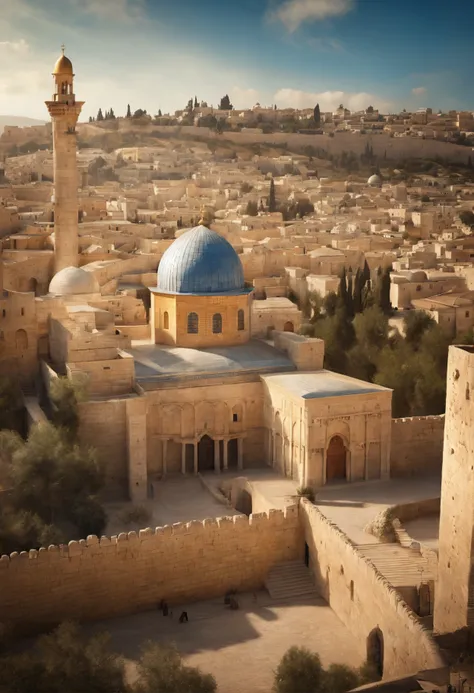 create a background with the ancient city of jerusalem from the time of abraham, hyper realistic