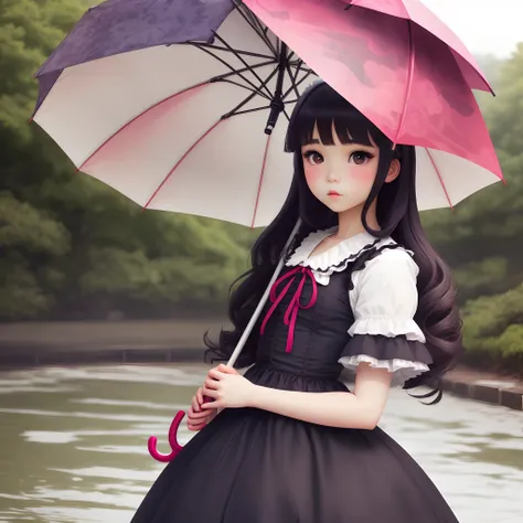 Emotionless lolita girl with umbrella