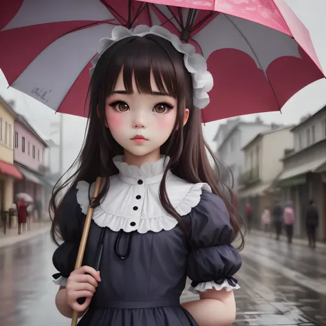 Emotionless lolita girl with umbrella