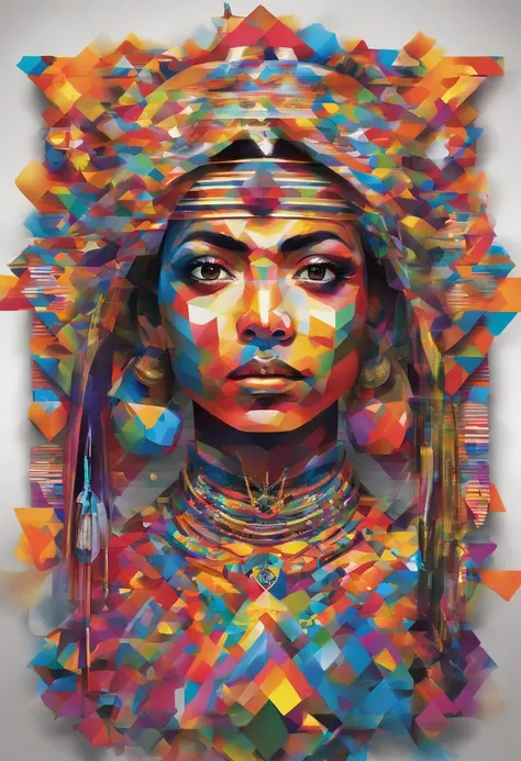 (indian  american ),(melhor pose),(best angle), (better expression), Eduardo Kobra acolchoamento ,multidimensional geometric wall PORTRAIT, arte, Chibi,Yang08k, lindo, Colouring,