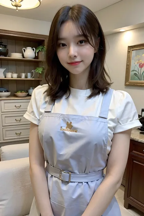 a woman is cooking、(kitchin_Apron:1.Wear 3)、Good Hand、4K、hight resolution、​masterpiece、top-quality、Cap:1.3、((Hasselblad photo))、Fine skin、foco nítido、(lighting like a movie)、Soft lighting、dynamic ungle、[:(详细的脸:1.2):0.2]、Medium chest、sweats streamed skin:1....