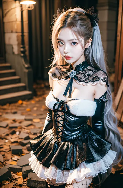 In the center of the night, Eri from Morning Musume is captured in a seductive Halloween costume, In the ruins of an old circus hall. The dilapidated merry-go-round behind her spins slowly, There is a ghostly figure on board. The atmosphere is enchanting a...