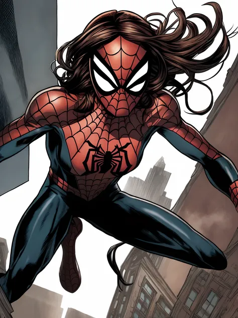 Espider Man Comic Panel, mujer, cabello oscuro y rizado