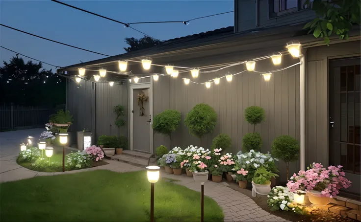 Ultra-clear rendering，Hang light poles with hooks,It is used to hang outdoor string lights、flower pots、Bird feeder、Latern、Solar lights、2-piece light stand,