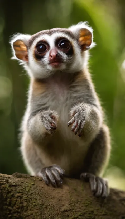 slow loris，very cute, in the nature, masterpiece, best quality