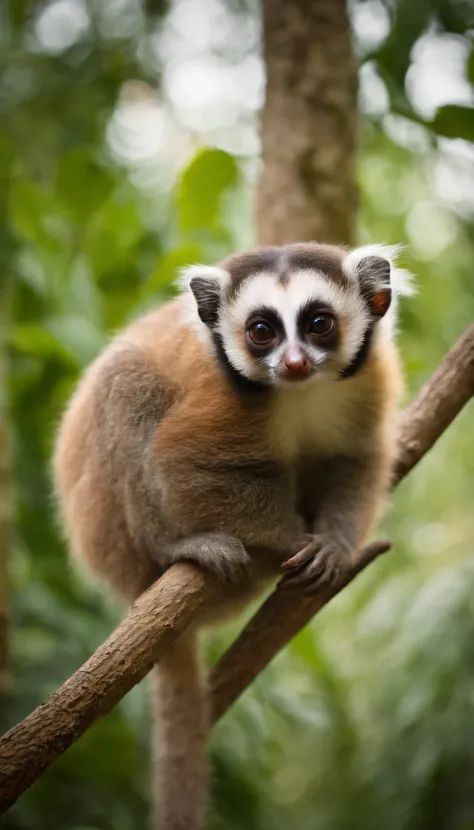 slow loris，very cute, in the nature, masterpiece, best quality