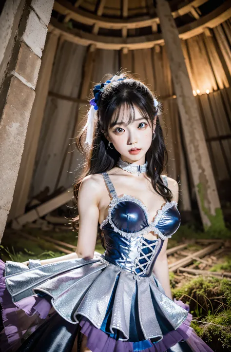 In the center of the night, Eli from Morning Musume is captured in a seductive Halloween costume, In the ruins of an old circus hall. The dilapidated merry-go-round behind her spins slowly, There are ghostly figures on board. The atmosphere is enchanting a...