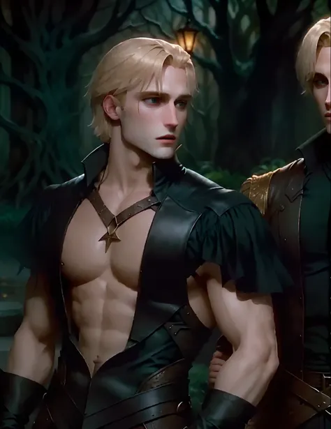 attractive blond male vampire, beautiful blond female vampire, attractive dark haired male werewolf