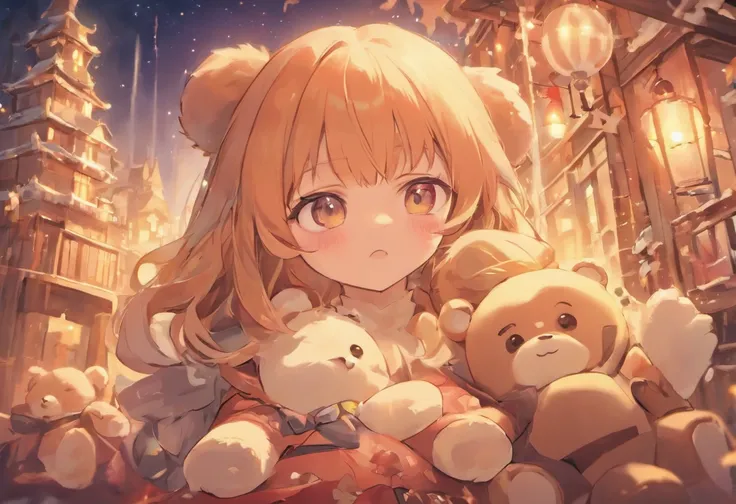 teddy bears、dark circles、bjørn、Brownish、kawaii、kirakira、high-level image quality、With background、Winters、Christmas、present、tree、Yuki、dark circles、No person、No girls、Erase、Only bears、Bear only、