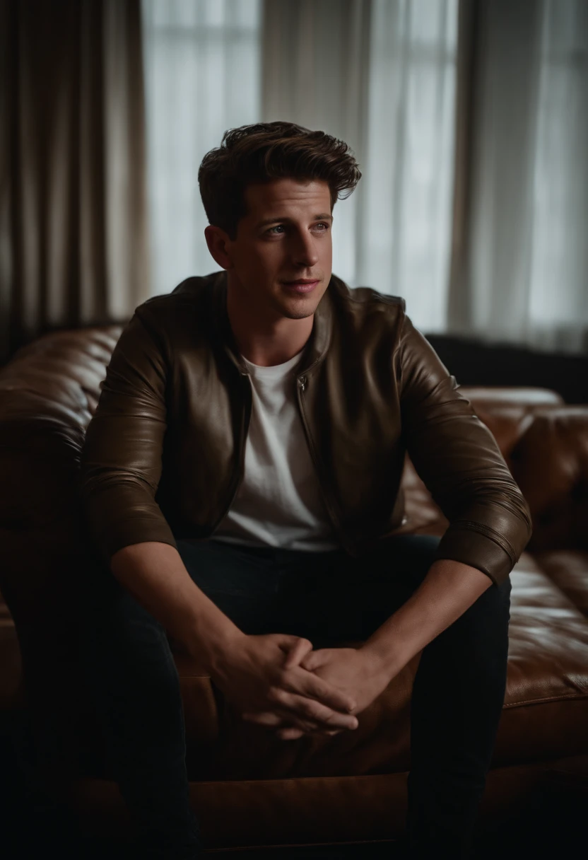 Charlie Puth, detailed skin, veiny and oiled bottom of feet