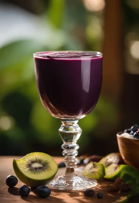 glass of açaí with condesado milk, Paçoca, amendoin, leite em po