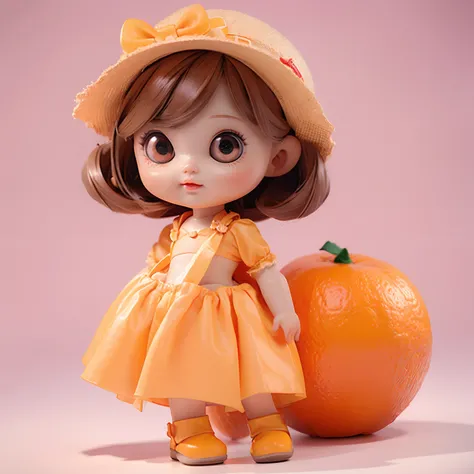 Best image quality1.2，Doll doll design，Navel orange doll doll，Cute doll，Delicate big eyes，Orange appearance，real rendering