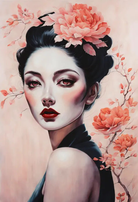 chiaroscuro technique on sensual illustration of an elegant woman, vintage loli, eerie, matte painting, by Hannah Dale, by Harumi Hironaka, extremely soft colors, vibrant, highly detailed, digital artwork, high contrast, dramatic, refined, tonal, facial ex...