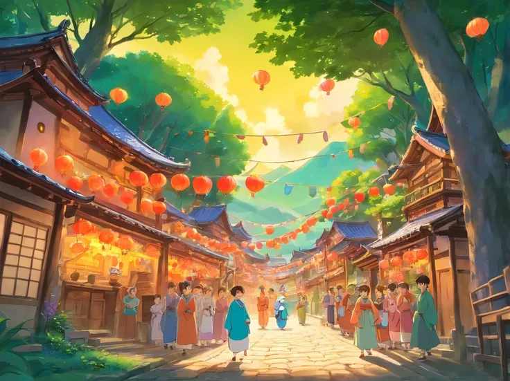 The whole village is dressed up，Colorful bunting flutters in the air，People are dressed in Zhuang costumes，With a smile of joy and anticipation，Come together。In the middle of the village stands a mysterious cave，The light at the entrance of the cave is war...