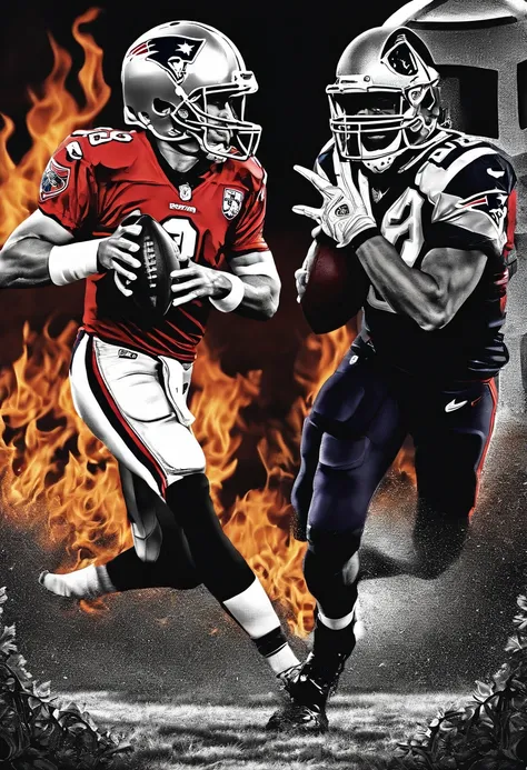 Best Quality, Top image quality, Top resolution, Intricate details, Craftsmanship, (Papercut:1.5), Fire magic, Ring of fire with Tom Brady holding a football