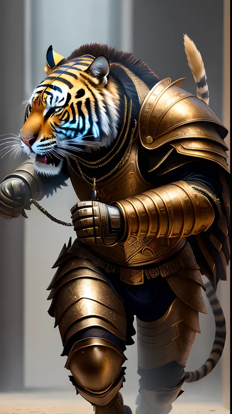 animalrizz   (( farro )) 10, masterpiece, highres, absurd,photorealistic portrait, parley_armature,egypt, cute tiger in armor ,w...