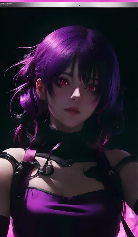 personaje de anime con sangre goteando por los ojos y cabello negro, estilo anime 4k, con ojos rojos brillantes, fondo de pantal...