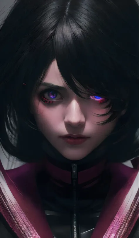 Personaje de anime con sangre goteando por los ojos y cabello negro, Estilo anime 4K, con ojos rojos brillantes, Fondo de pantalla de anime 4k, Gapmoe Yandere Grimdark, Retrato Gapmoe Yandere Grimdark, Fondos de pantalla de anime 4k, Anime Wallpaper 4k, An...