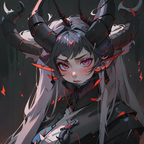 a close up of a woman with horns and a demon face, digital art inspired by li mei-shu, cgsociety contest winner, digital art, al...