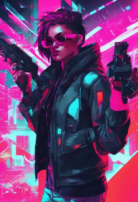 cybernetic gangster thug fodder background character side character, wake up in the morning put on a random ass muscle shirt tell their mom theyre goin to work but go to their gang and do random gang shit and rob some people