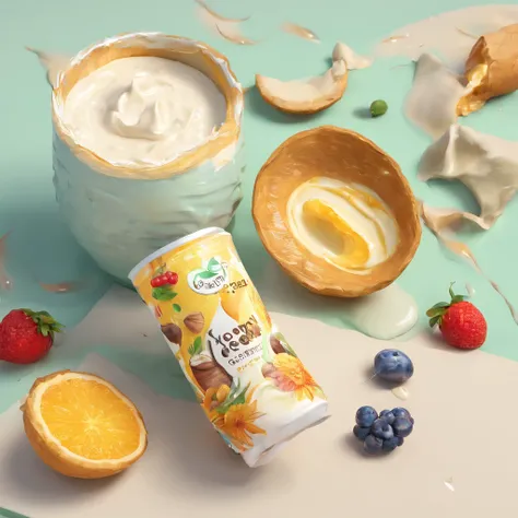 Design a coconut-flavored yogurt package，Van Gogh style