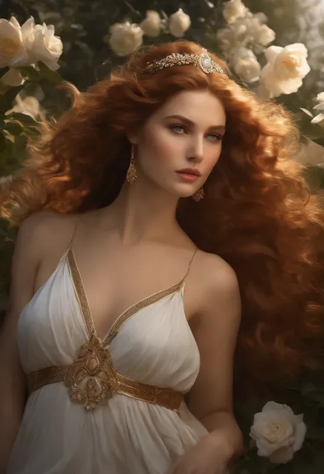 ( Absurd, High quality, ultra-detailed, masterpiece, concept art, smooth, highly detailed artwork, hyper-realistic painting ) ,Goddess, Greek mythology, Aphrodite, captivating and enchanting, commanding attention wherever she went, breathtakingly beautiful...