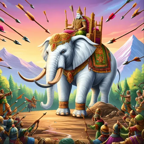 painting of an elephant with a man on top of it, an enormous elephant king, an elephant king, epic full color illustration, high detailed official artwork, royal painting, 3 0, epic fantasty card game art, a beautiful artwork illustration, awesome, age of ...