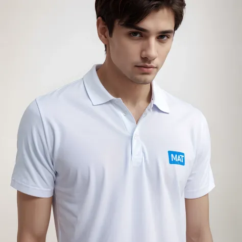 White half polo tshirt for men with "ISPL" text near left chest, text colour is blue, only tshirt picture