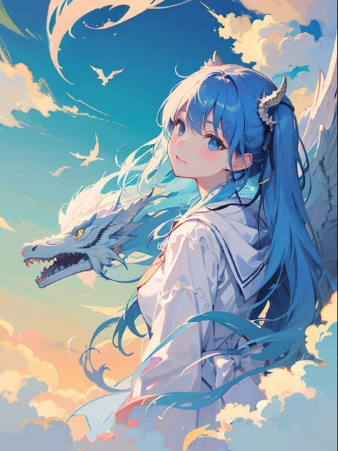 Clouds and Dragons、Illustrator、White background、