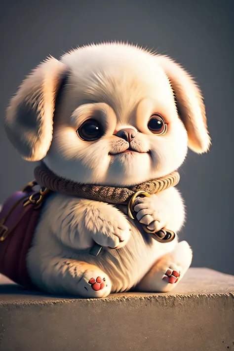 Dog, Chubby, pug, no_humans, Depth of Field, Disney Style, DARK_Glam, Dressed DRK_Glam, Deep Shadow, (Dark: 1.4), (8k, RAW Photo, Best Quality, Masterpiece: 1.2), Happy Expression