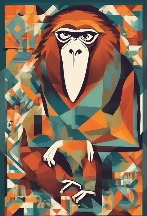 Proboscis monkey, cubismo, Pablo picasso