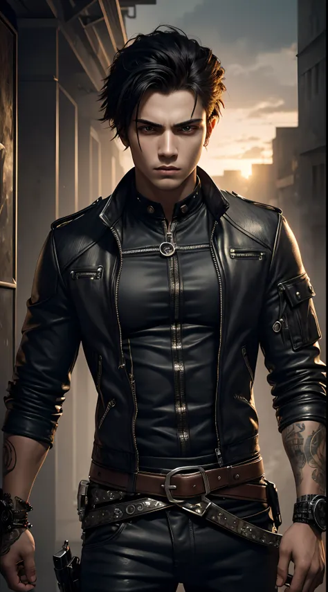 A visually striking image of a young man with a rebellious spirit, his detailed features and intense gaze captured in high resolution and HDR rendering.