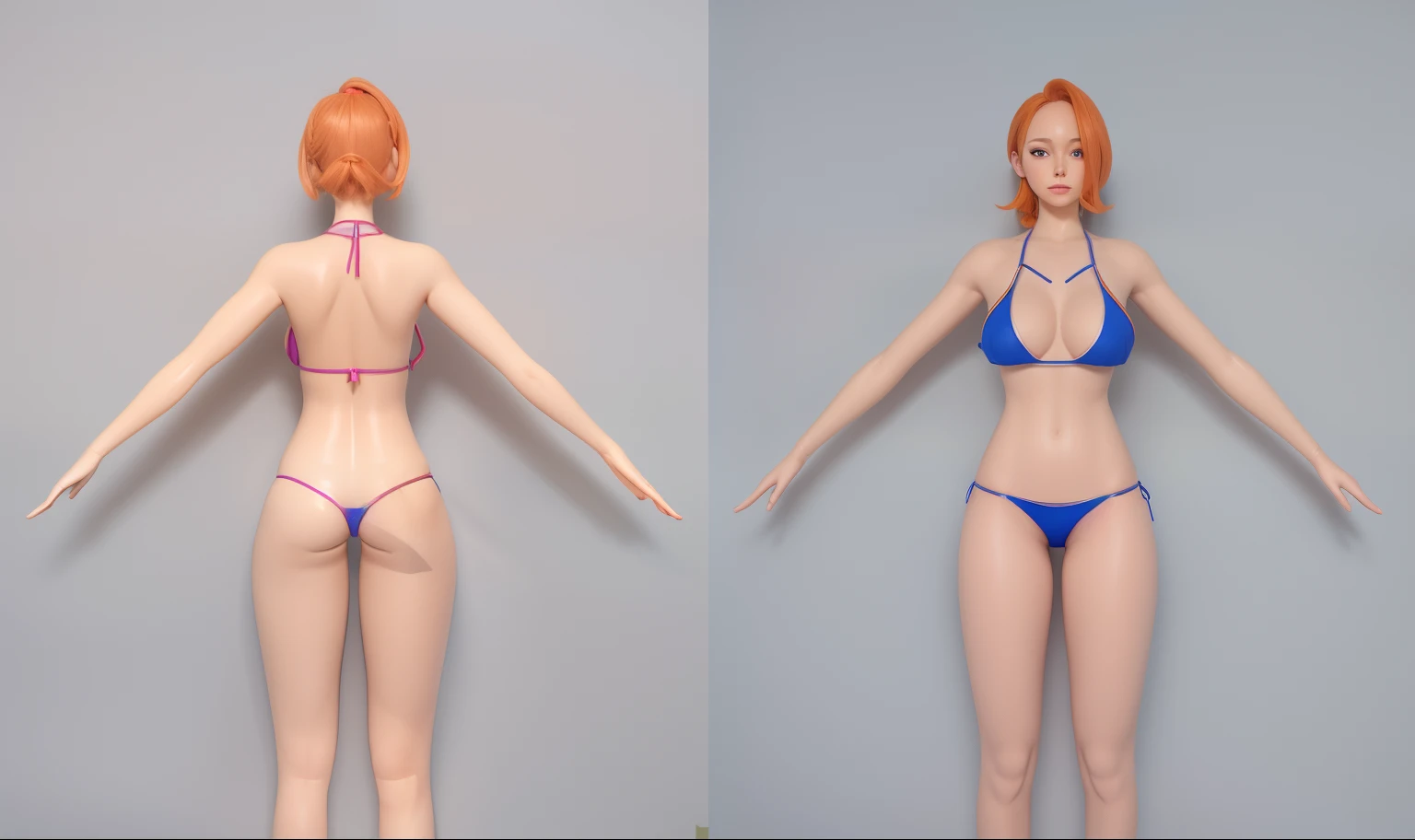 (Masterpiece, best quality: 1.2), (Super detailed), (Illustration), detailed face, a close up of a woman in a orange bikini, oppai proportions, whole body highly detailed, complete detailed body, realistically proportioned body, anime proportions, extra de...