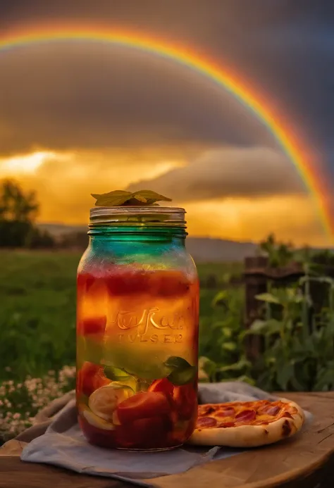 Pizza Jar Behind a Rainbow