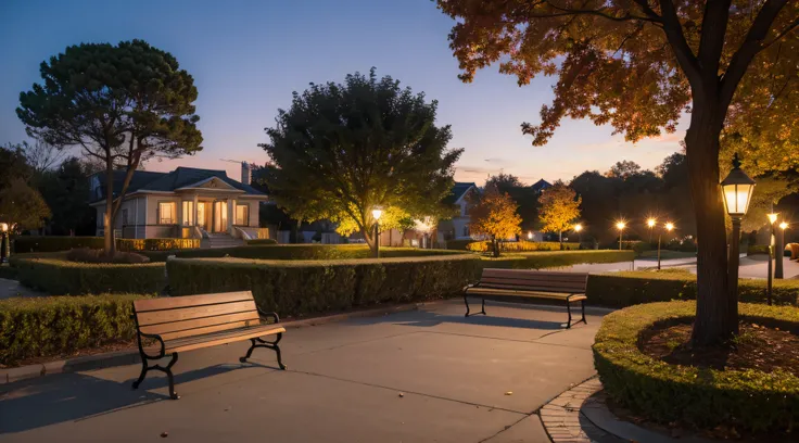 Park benches on Halloween