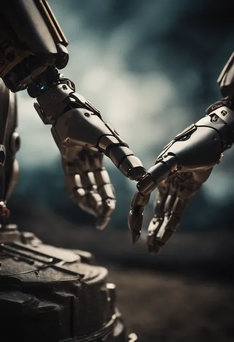 two robot hands reaching each other