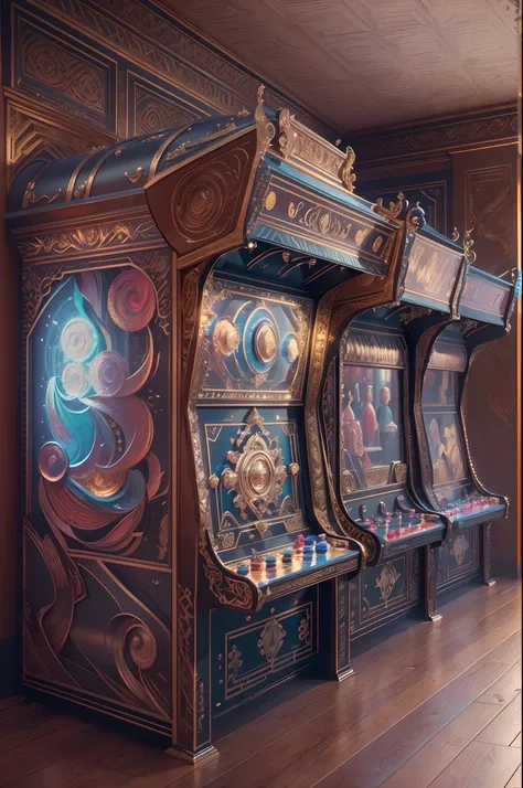 EbonyGoldAI:Arcade in the arcade.(Best quality,4K,8K,A high resolution,Masterpiece:1.2),(super ultra detail),(Realistic,Photorealistic,photo-realistic:1.37)