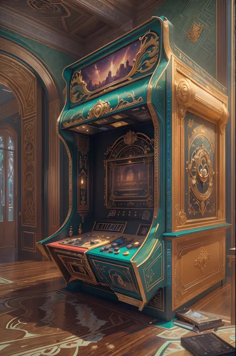 EbonyGoldAI:Arcade in the arcade.(Best quality,4K,8K,A high resolution,Masterpiece:1.2),(super ultra detail),(Realistic,Photorealistic,photo-realistic:1.37)