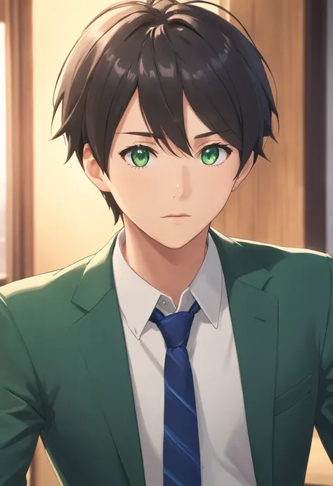 (best quality,4k,8k,highres,masterpiece:1.2),ultra-detailed,(realistic,photorealistic,photo-realistic:1.37),male,25-year-old,businessman,stoic expression,green eyes,short black hair,short beard,dressed in a suit,