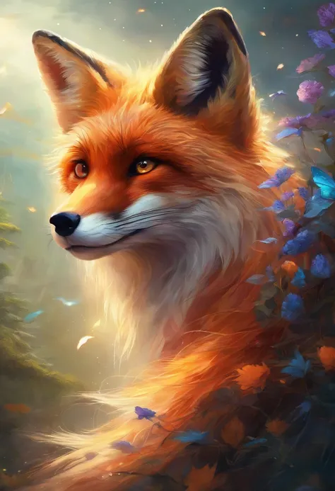 Mysterious fox, Look straight into the soul, sly look, In space, paradox, In time and space.